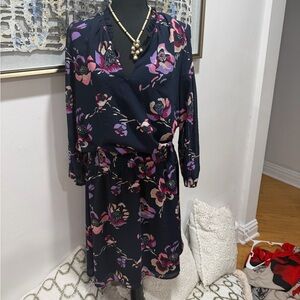 J. Crew Floral Long Sleeve Dress - Navy and Pink
